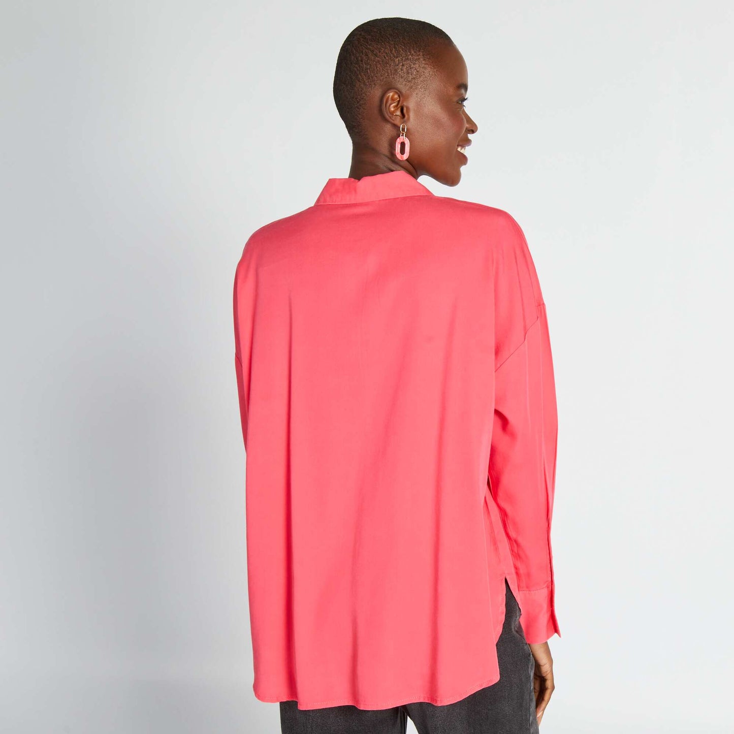 Plain long-sleeved shirt Pink