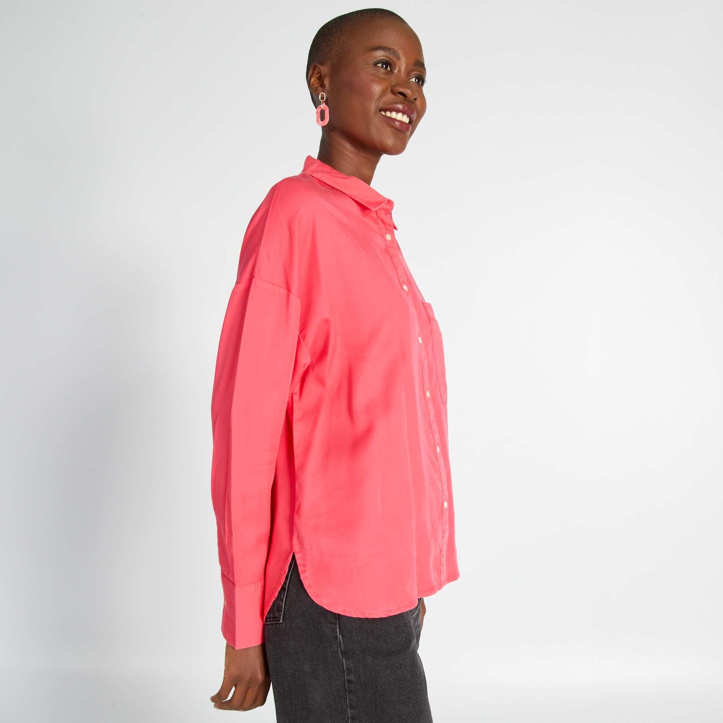 Plain long-sleeved shirt Pink