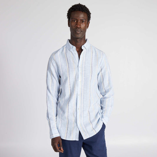 Straight-cut pinstripe shirt BLUE