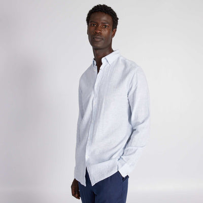 Straight-cut pinstripe shirt BLUE