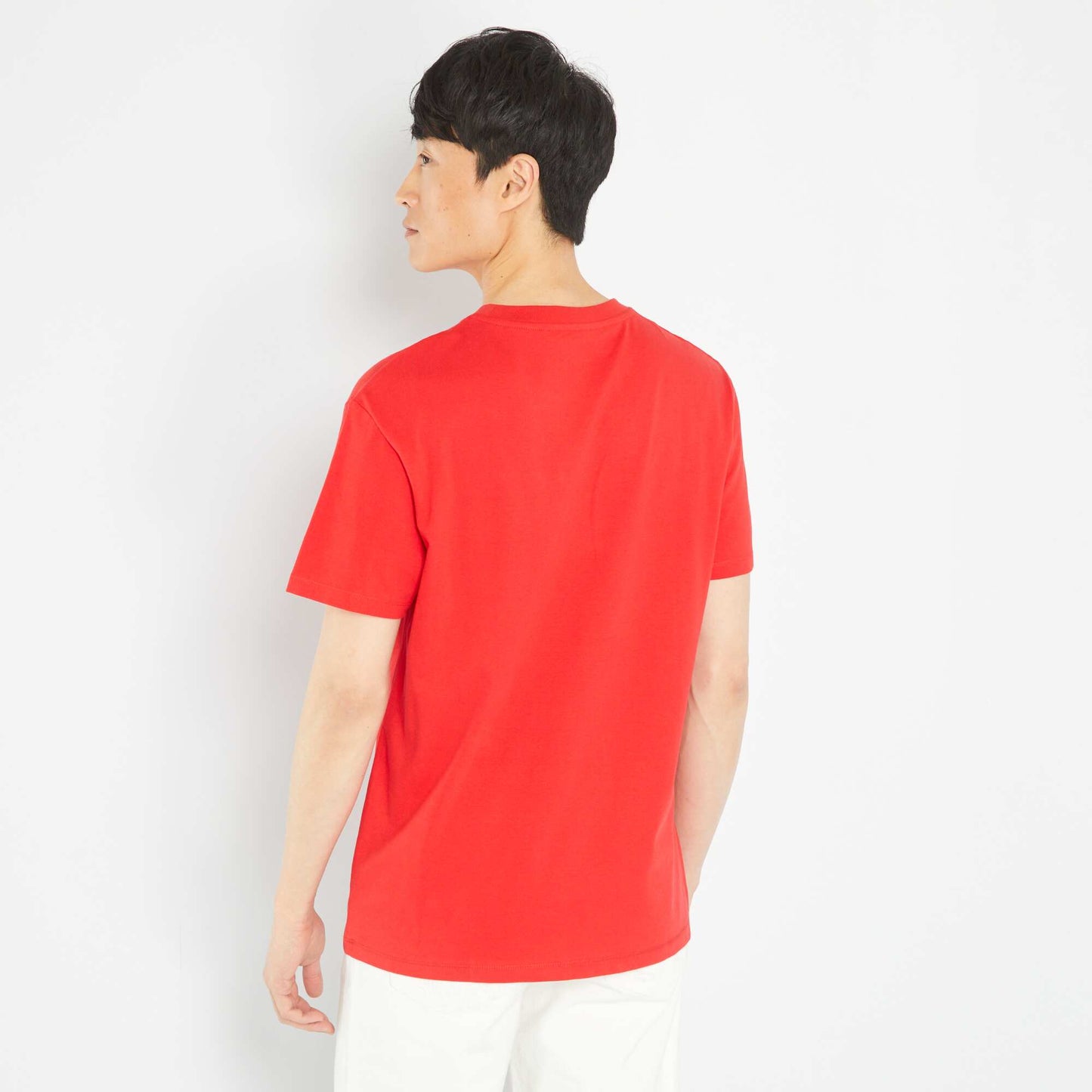 Loose-fit jersey T-shirt with pocket bright red