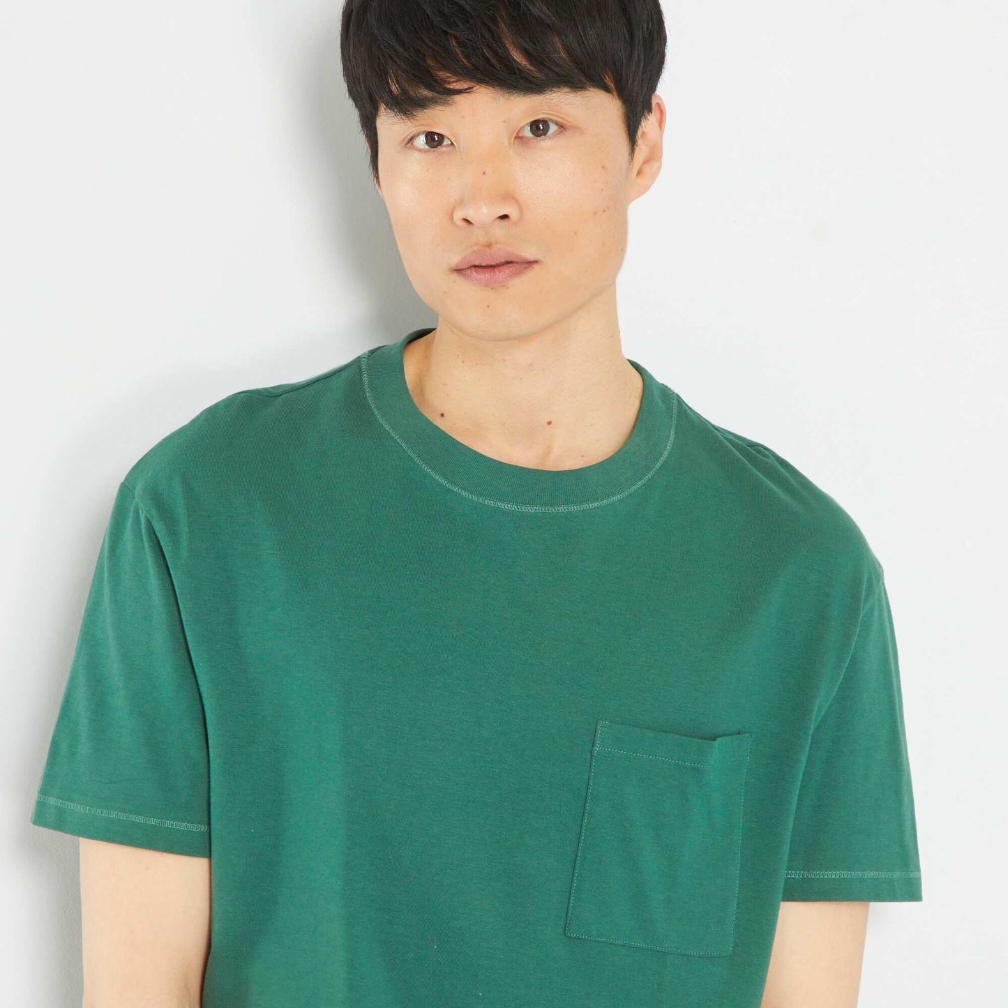 Loose-fit jersey T-shirt with pocket Green