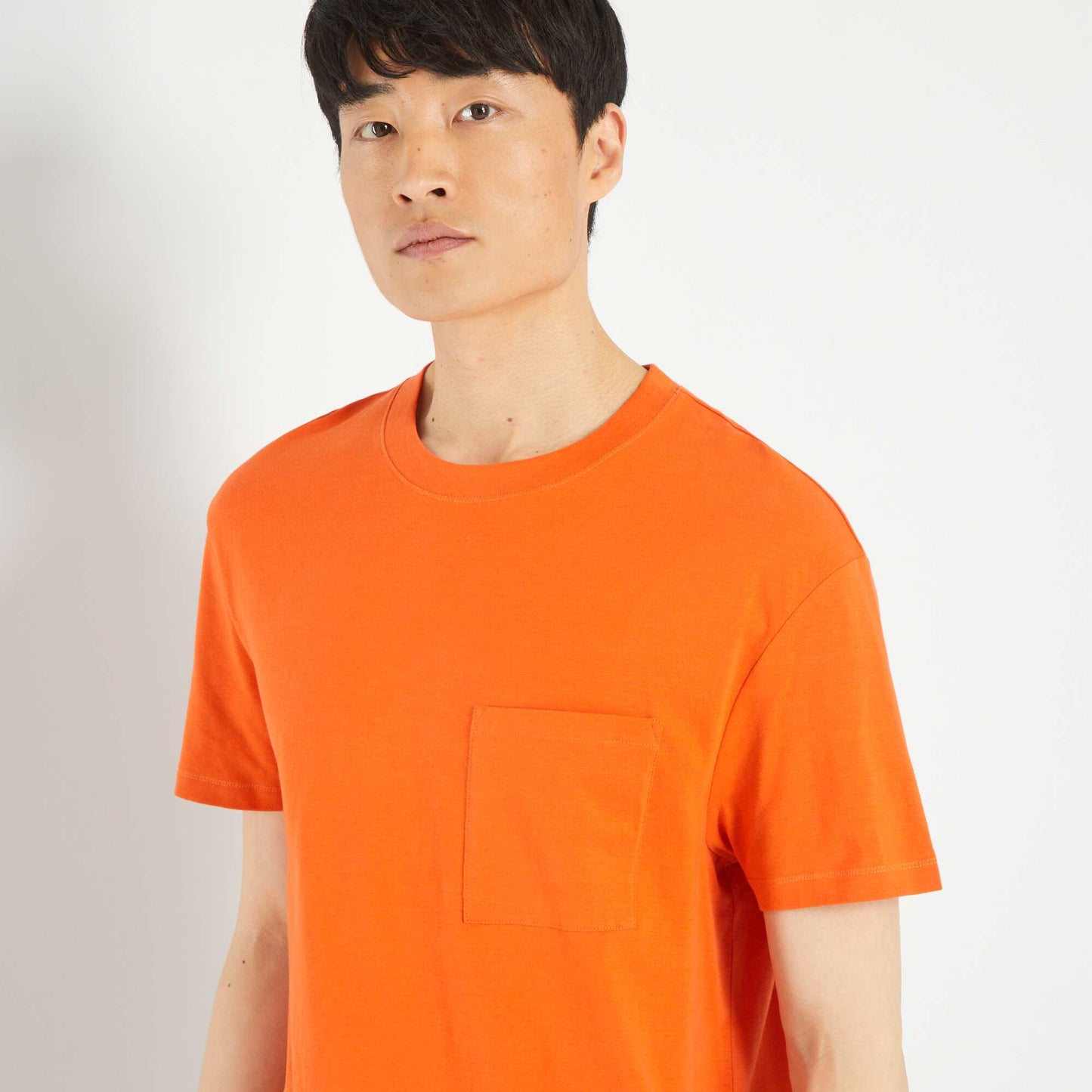 Loose-fit jersey T-shirt with pocket ORANGE