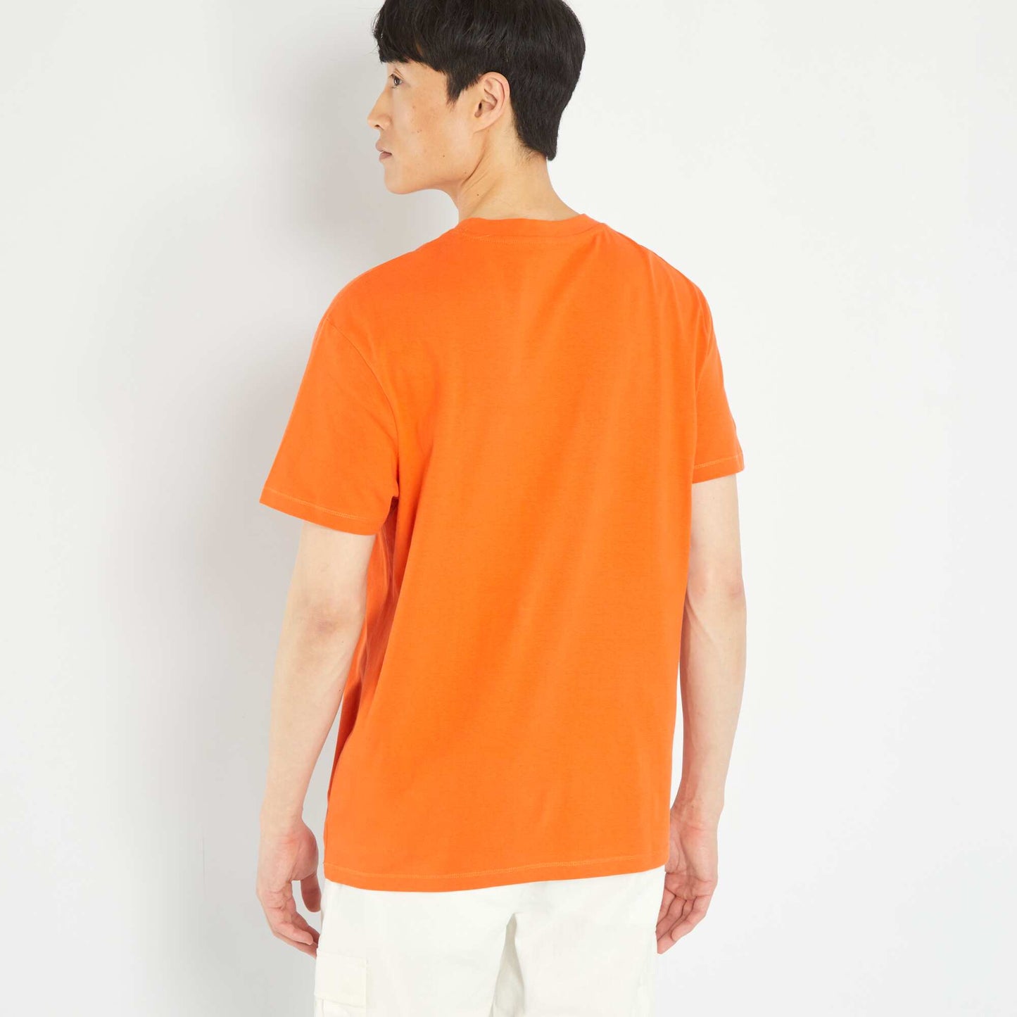 Loose-fit jersey T-shirt with pocket ORANGE