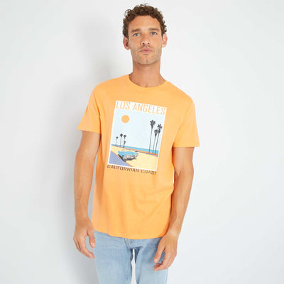 Jersey T-shirt with print ORANGE