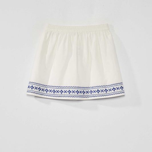 Short flared skirt white/blue