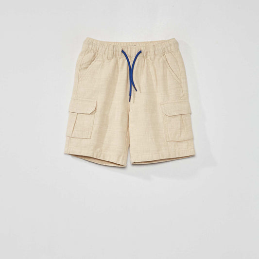 Plain linen-blend Bermuda shorts BEIGE