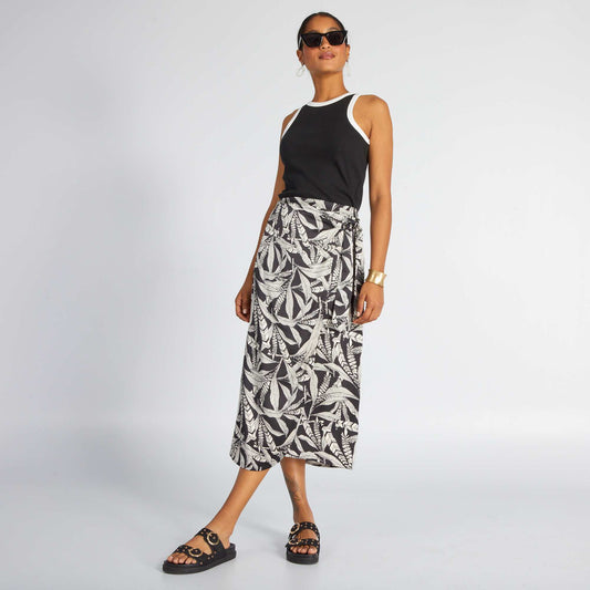 Midi wrap skirt BLACK