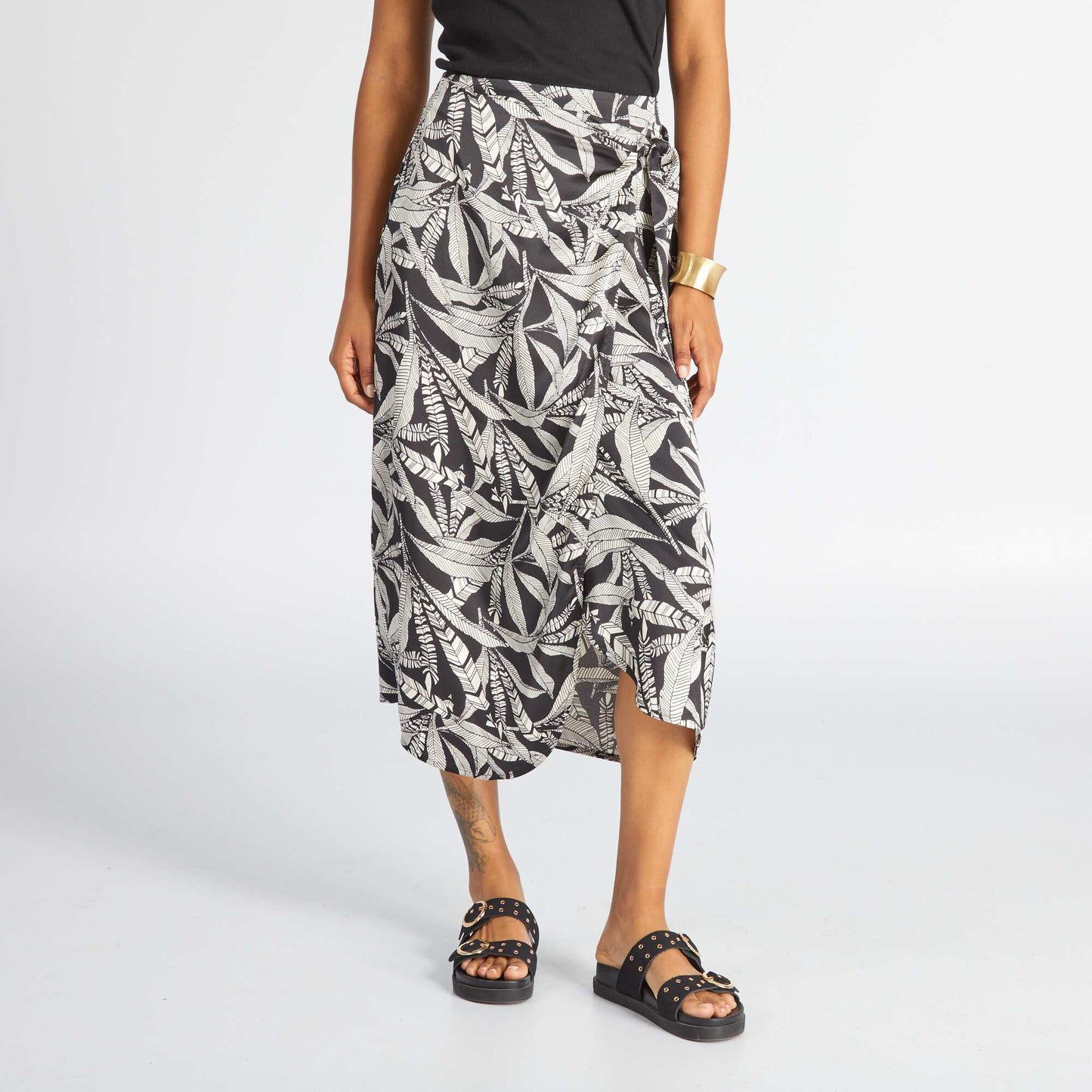 Midi wrap skirt BLACK