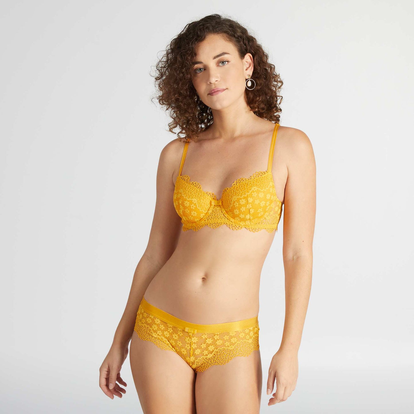 Openwork lace boy shorts yellow