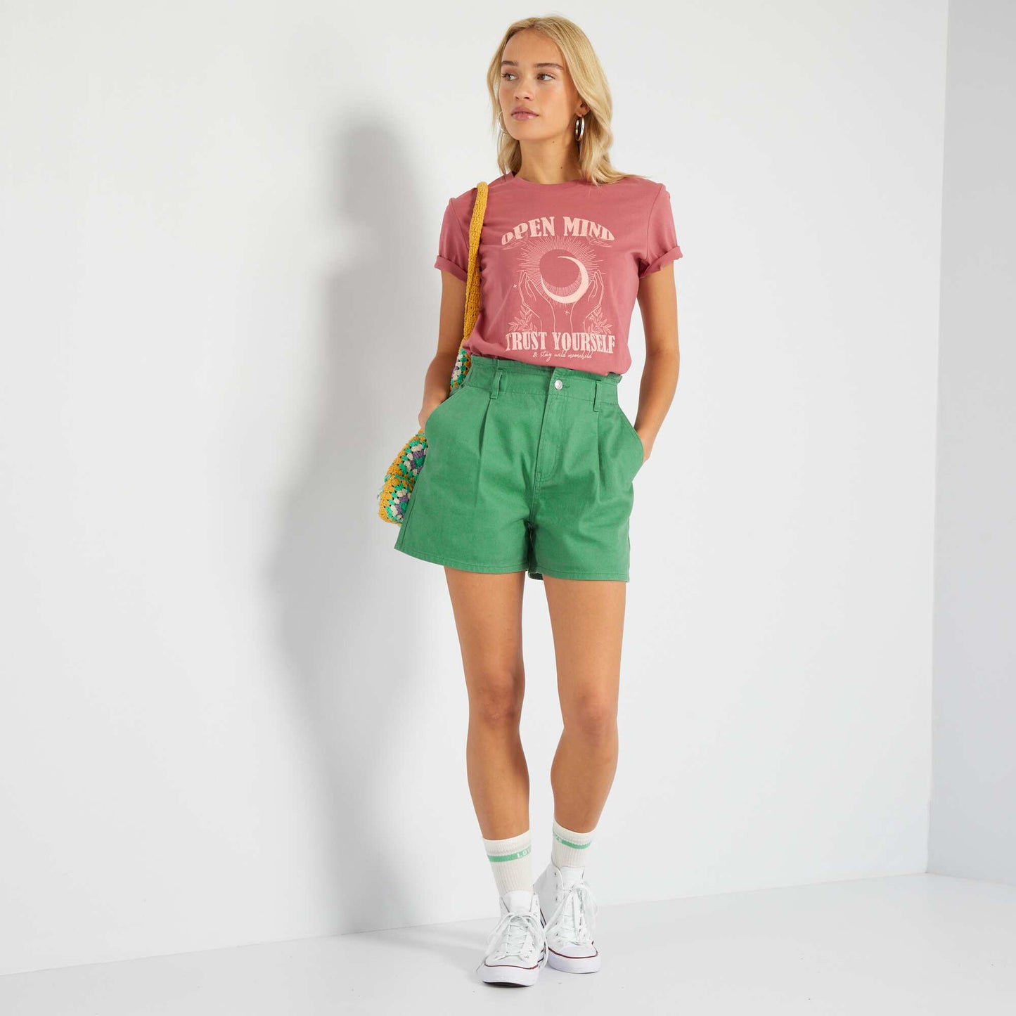 Paperbag shorts ash green