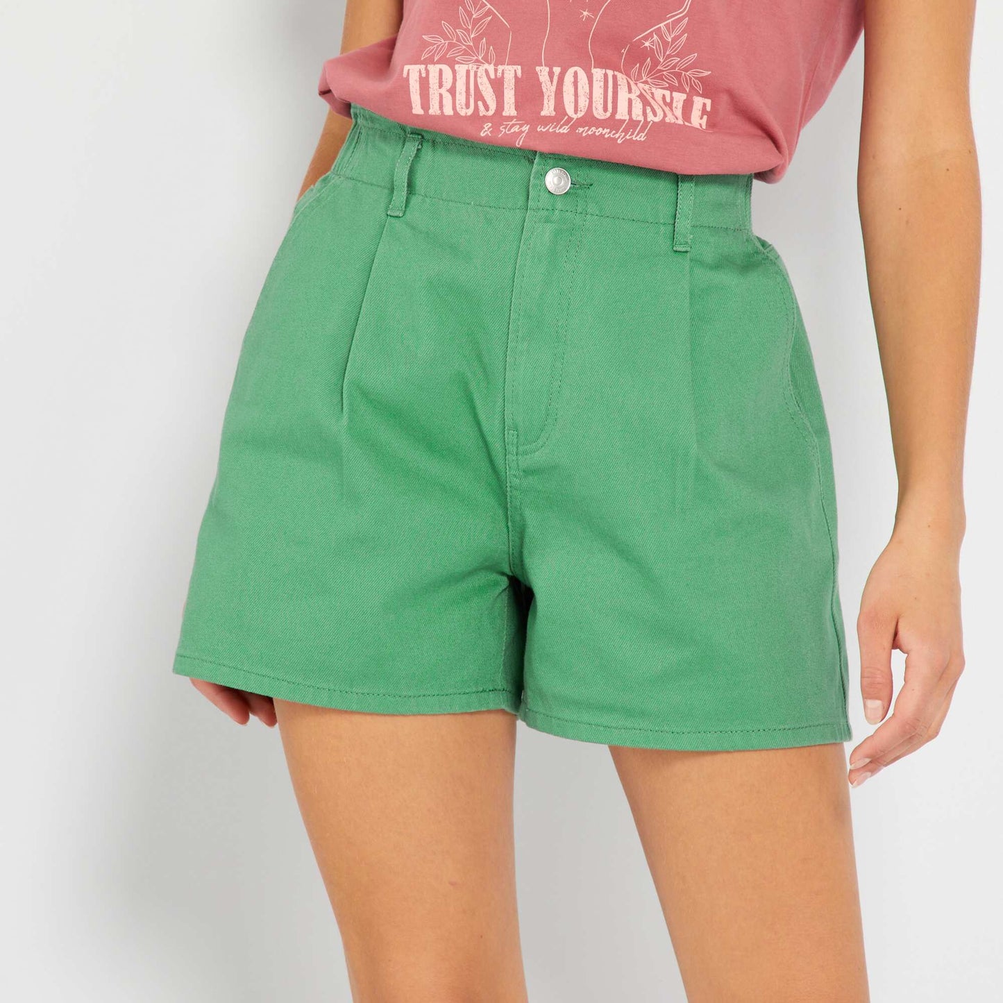 Paperbag shorts ash green