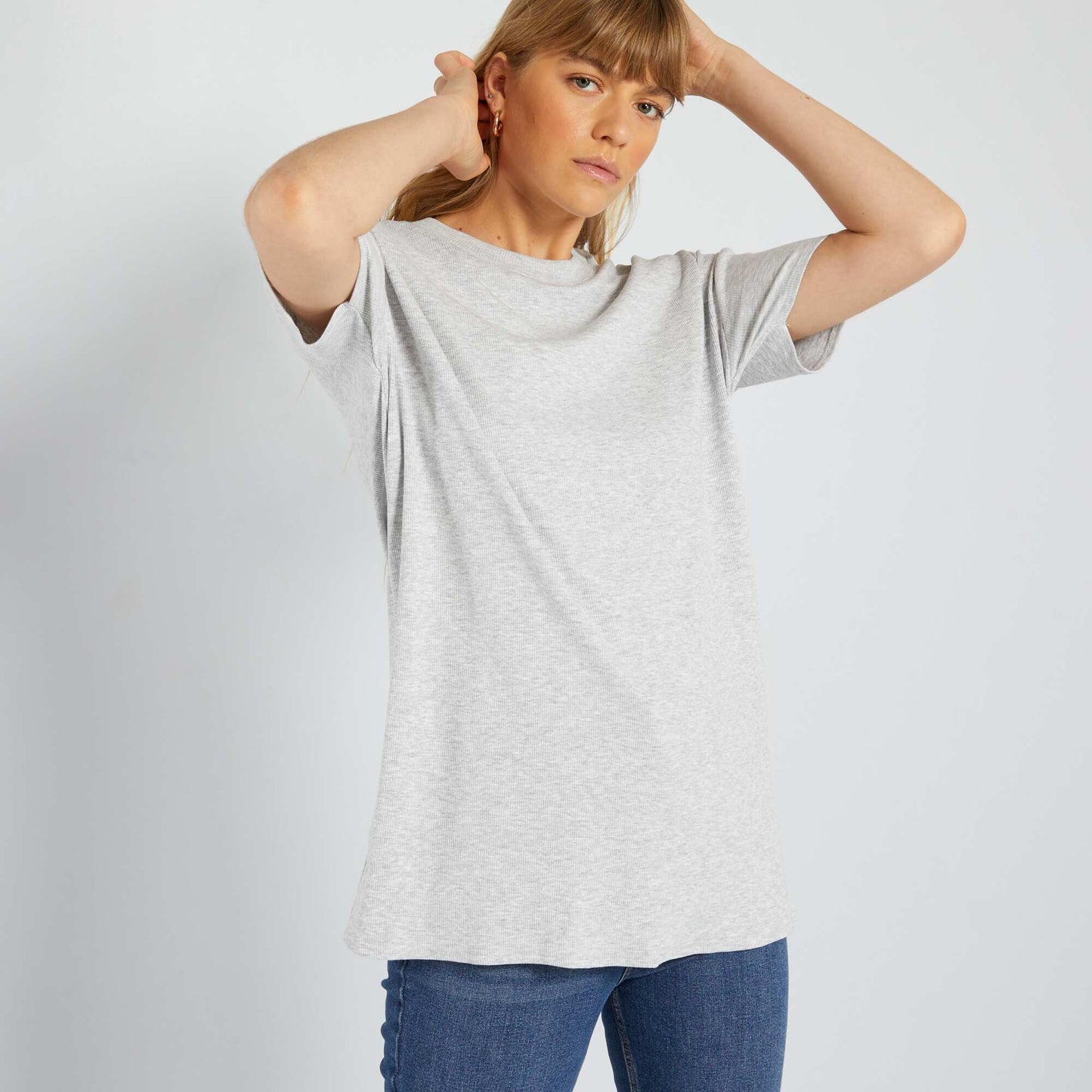 Long ribbed T-shirt GREY