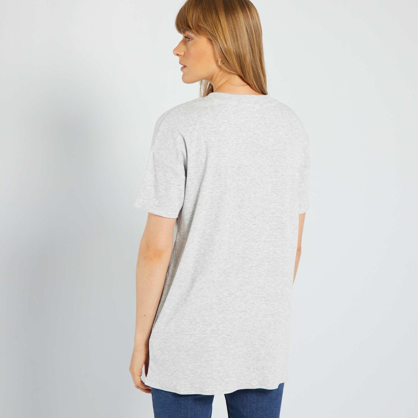 Long ribbed T-shirt GREY