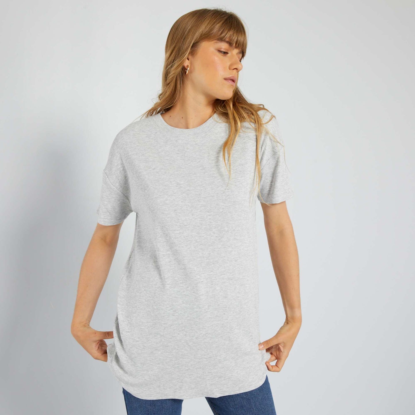 Long ribbed T-shirt GREY