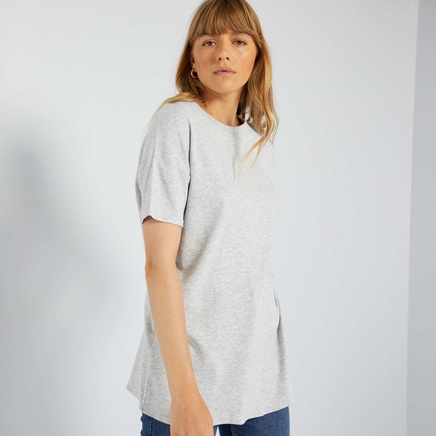 Long ribbed T-shirt GREY