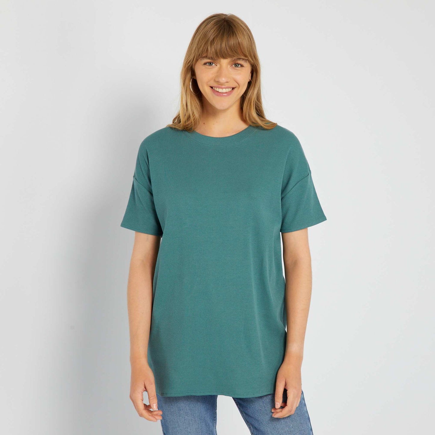 Long ribbed T-shirt GREEN