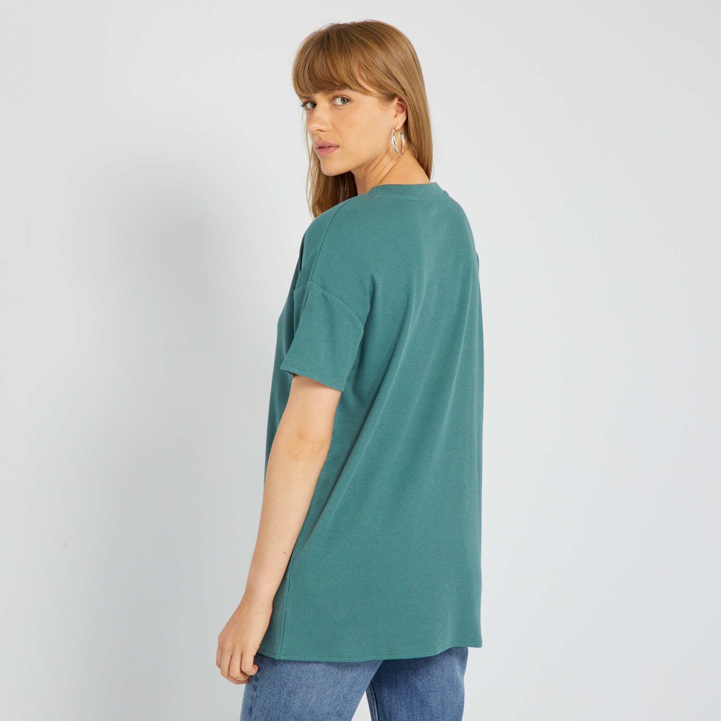 Long ribbed T-shirt GREEN