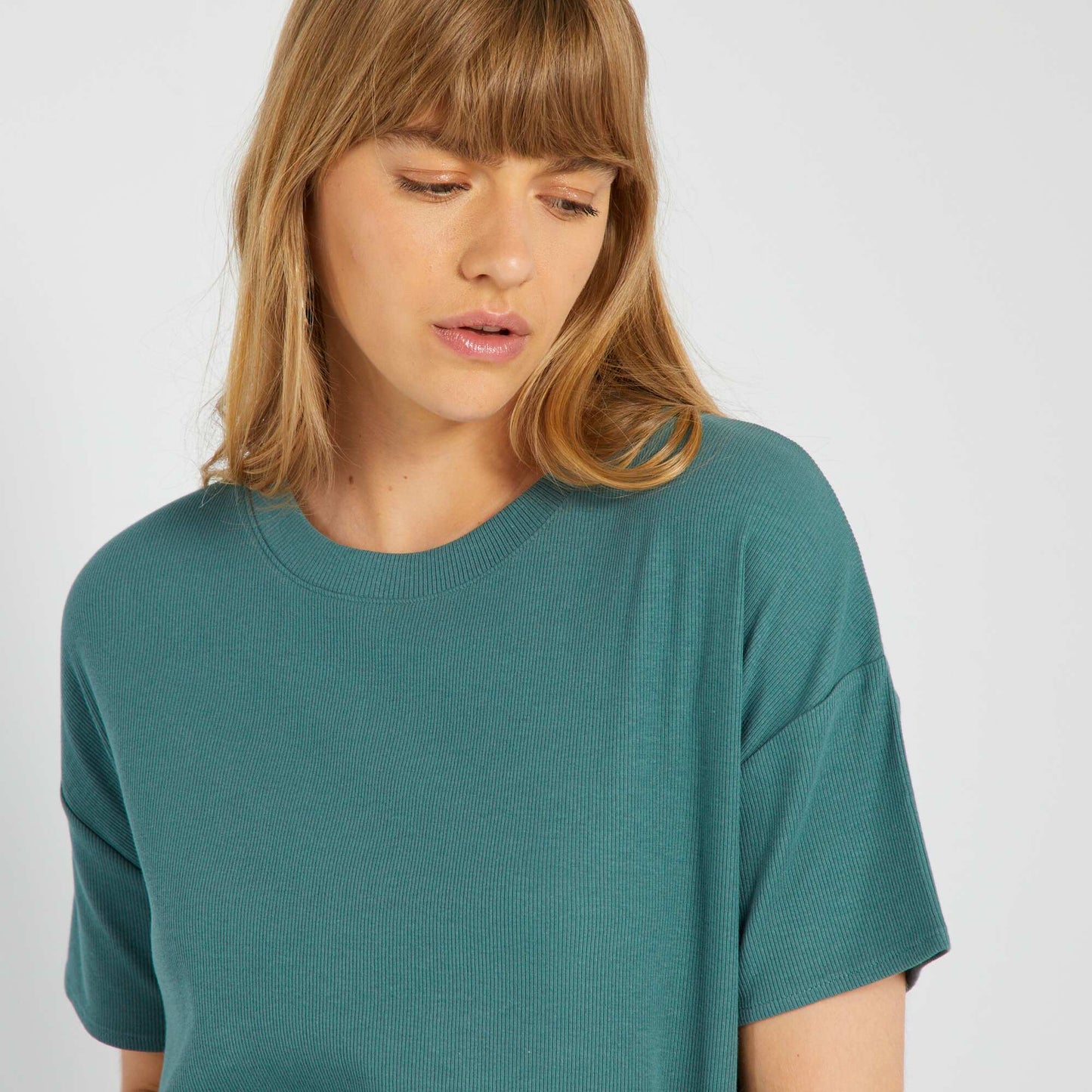 Long ribbed T-shirt GREEN