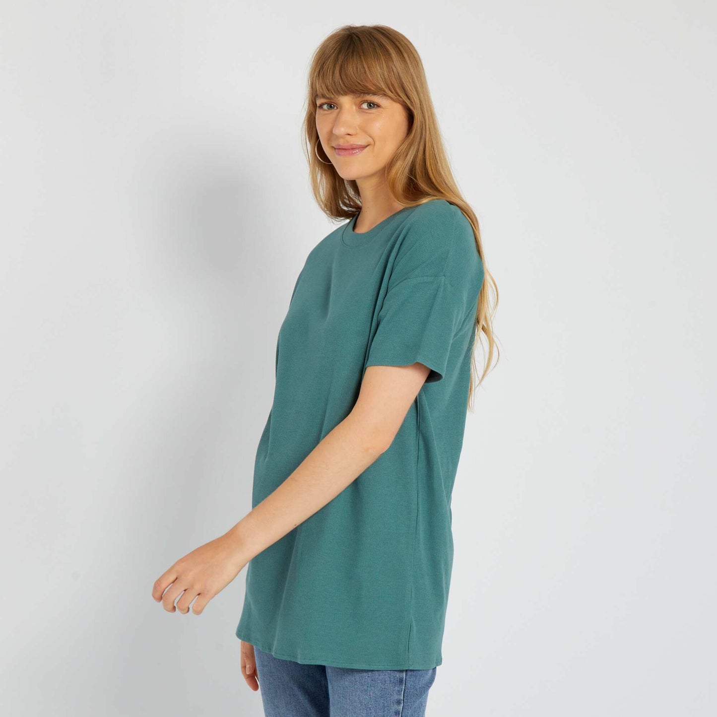 Long ribbed T-shirt GREEN