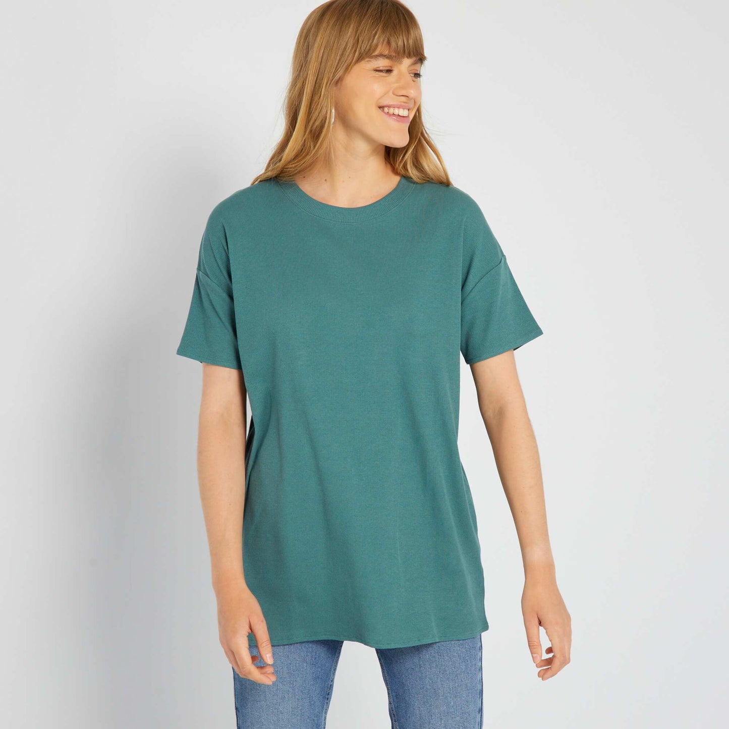 Long ribbed T-shirt GREEN