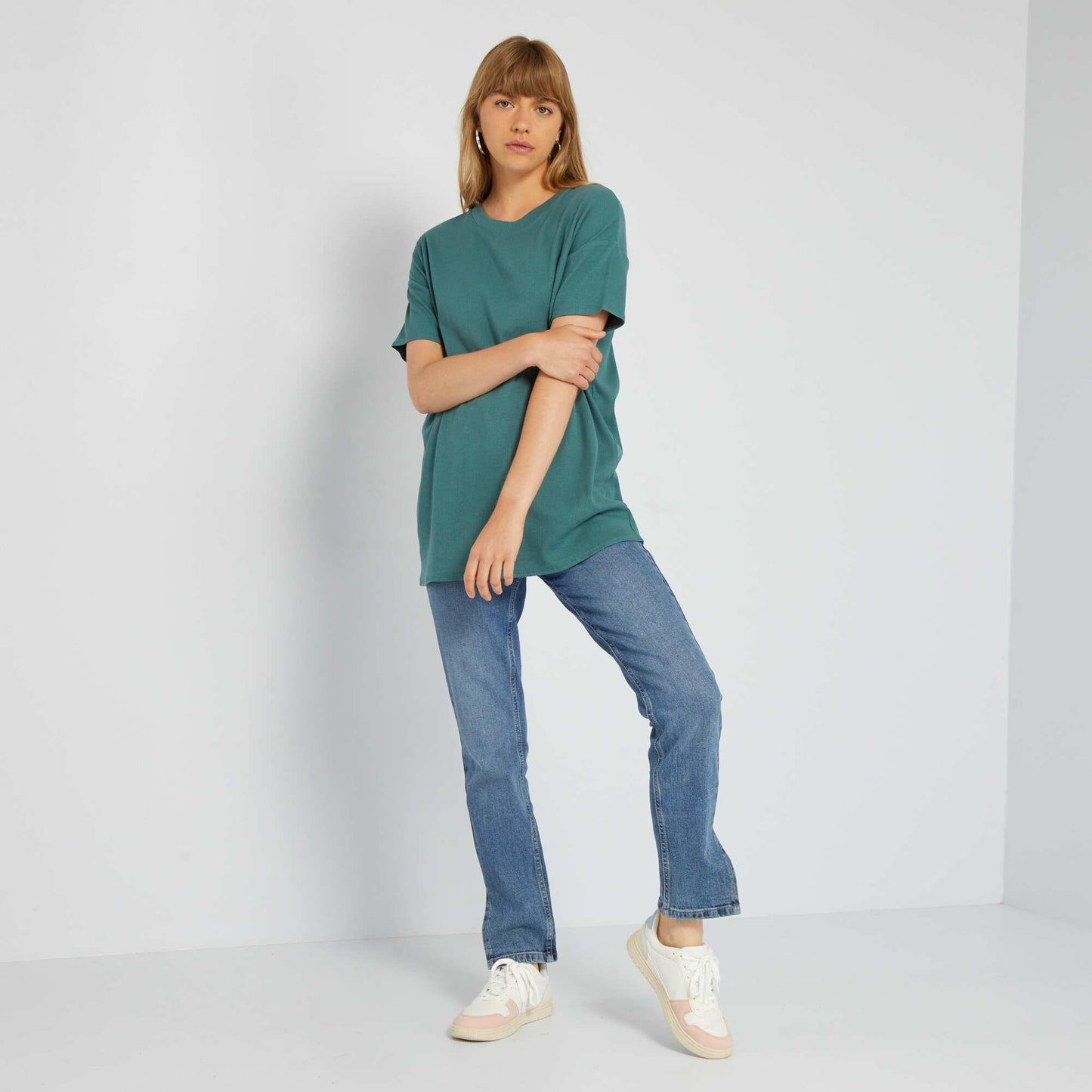 Long ribbed T-shirt GREEN