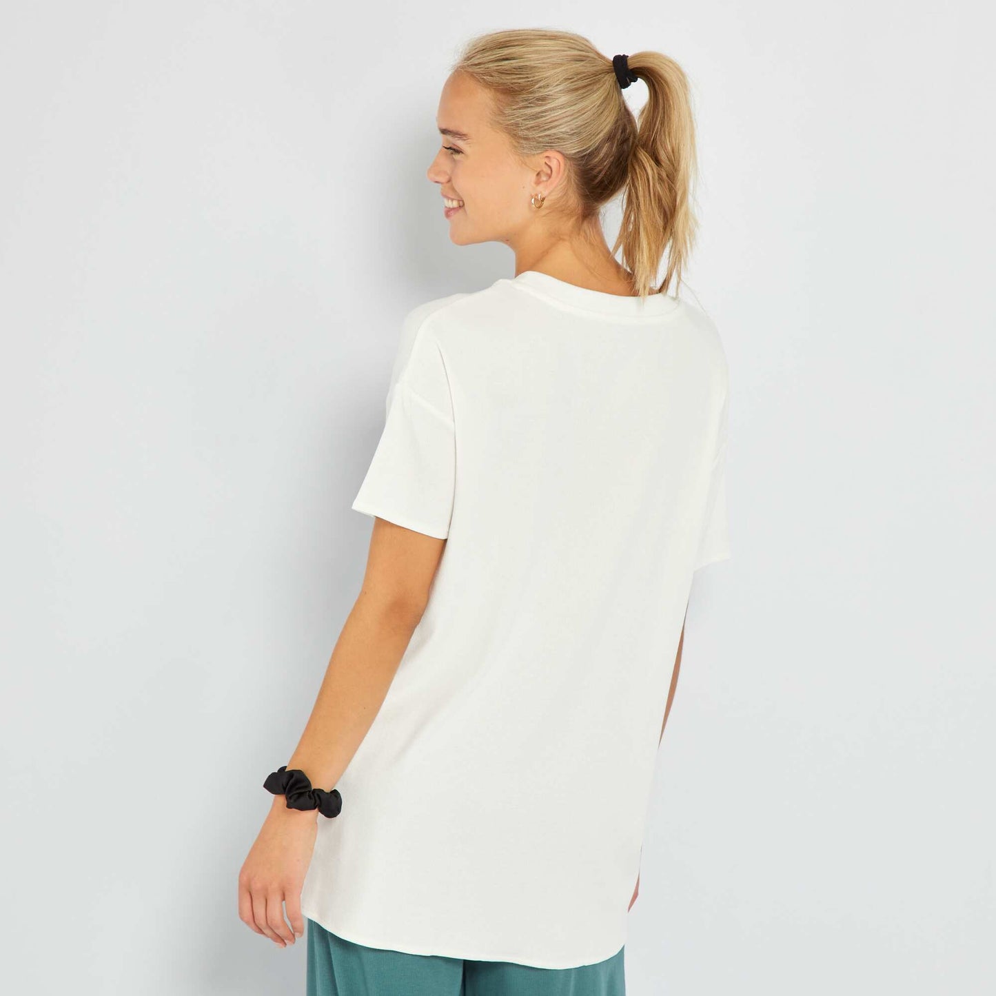 Long ribbed T-shirt WHITE