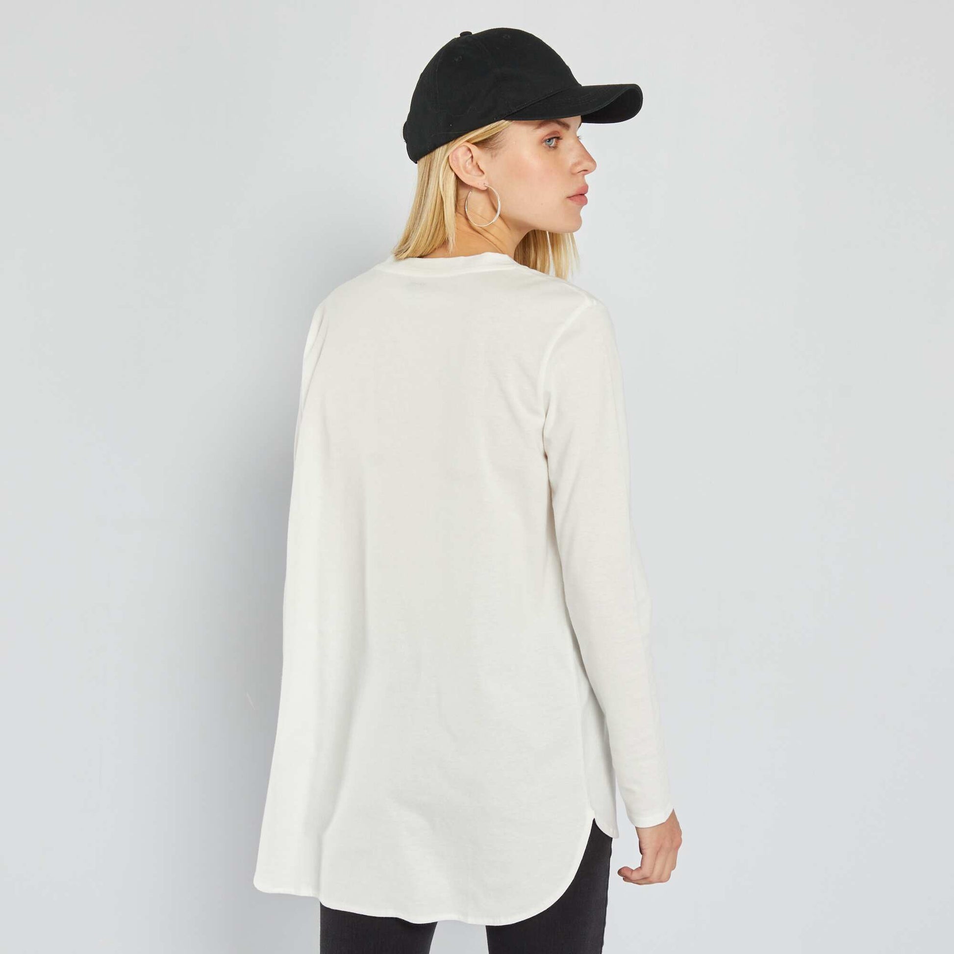 Longline plain jersey T-shirt WHITE – Kiabi Inde