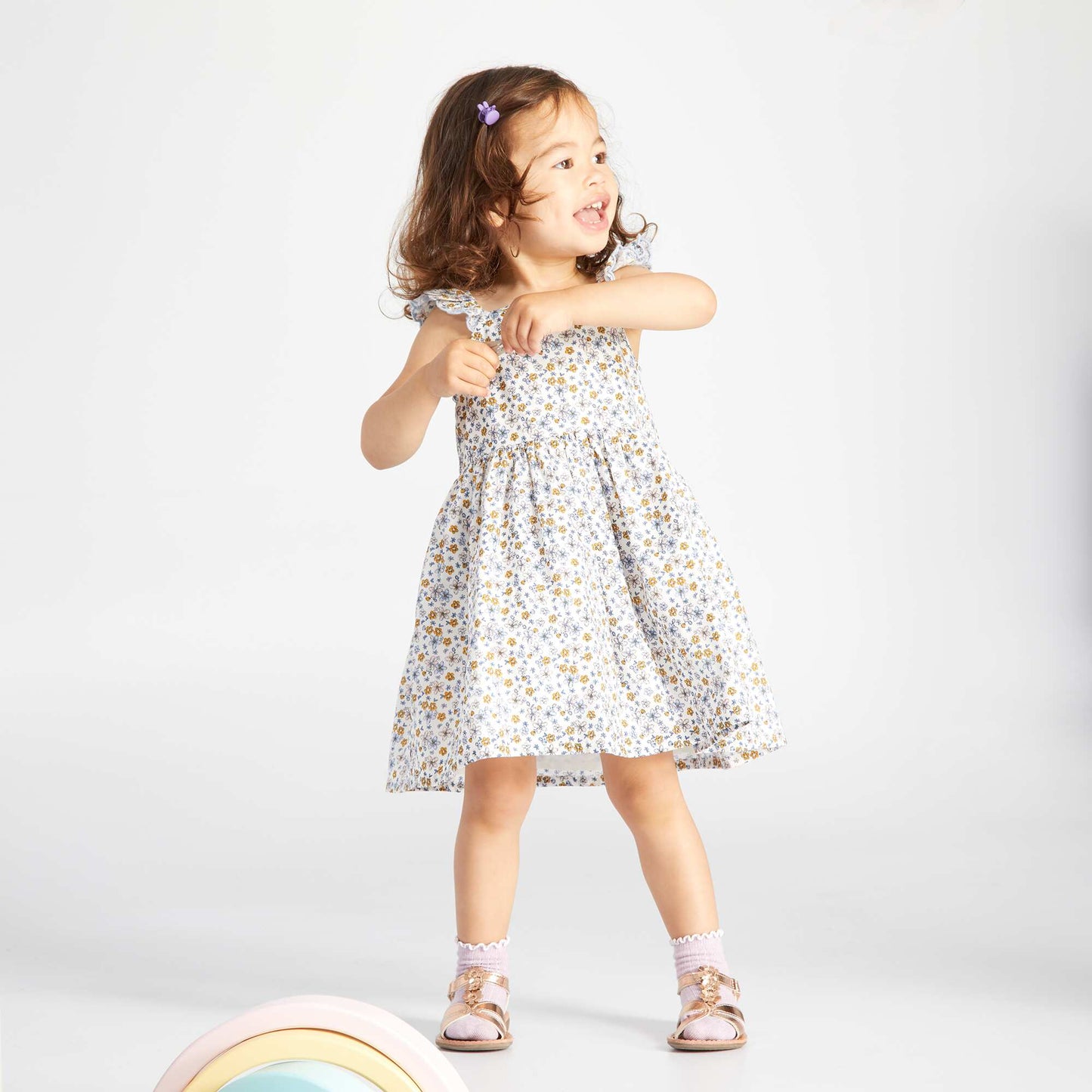 Liberty print dress + bloomers set WHITE