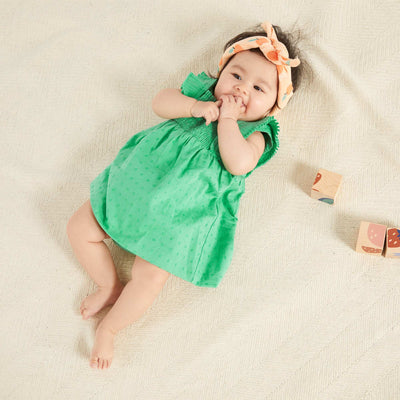 Cotton voile dress and briefs set - Two-piece set GREEN