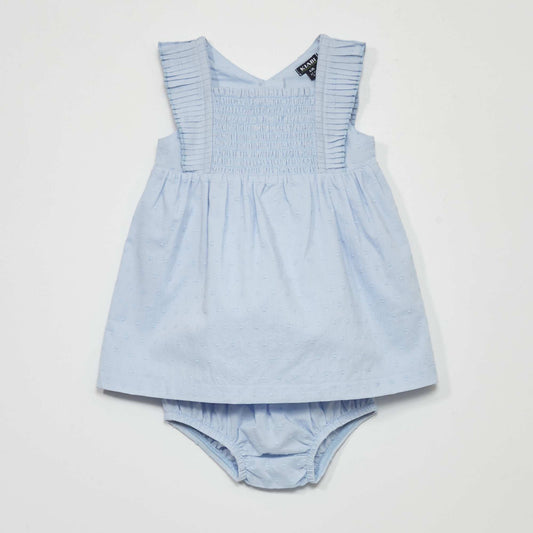 Cotton voile dress and briefs set - Two-piece set BLUE