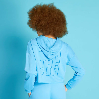 Crop top-style sports hoodie BLUE SUN