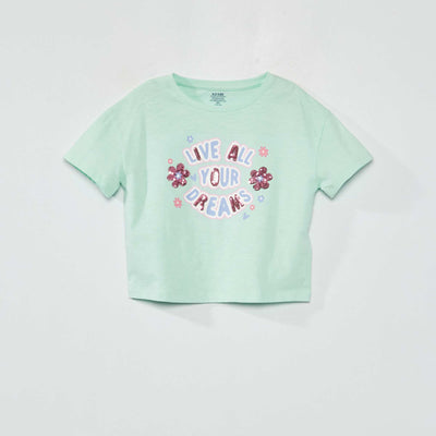 Stylish round-neck T-shirt GREEN