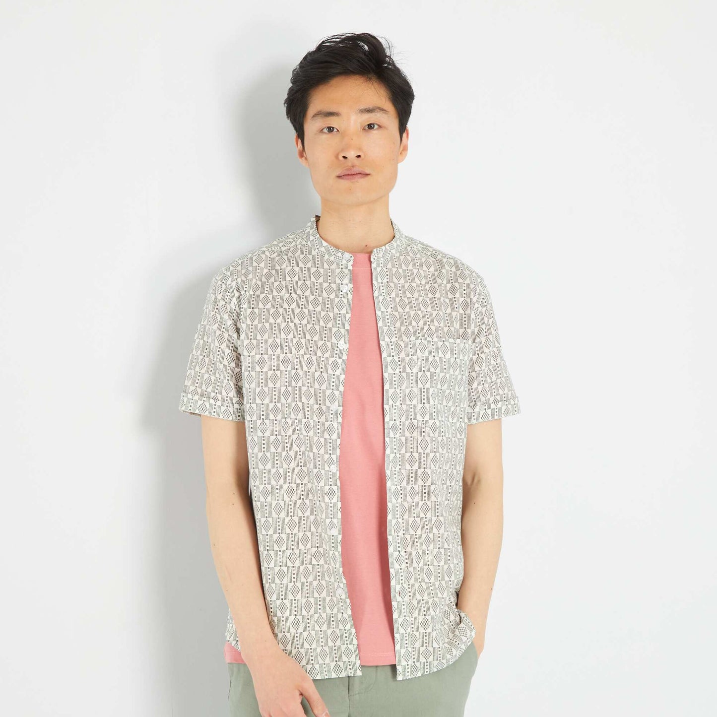 Printed linen shirt WHITE