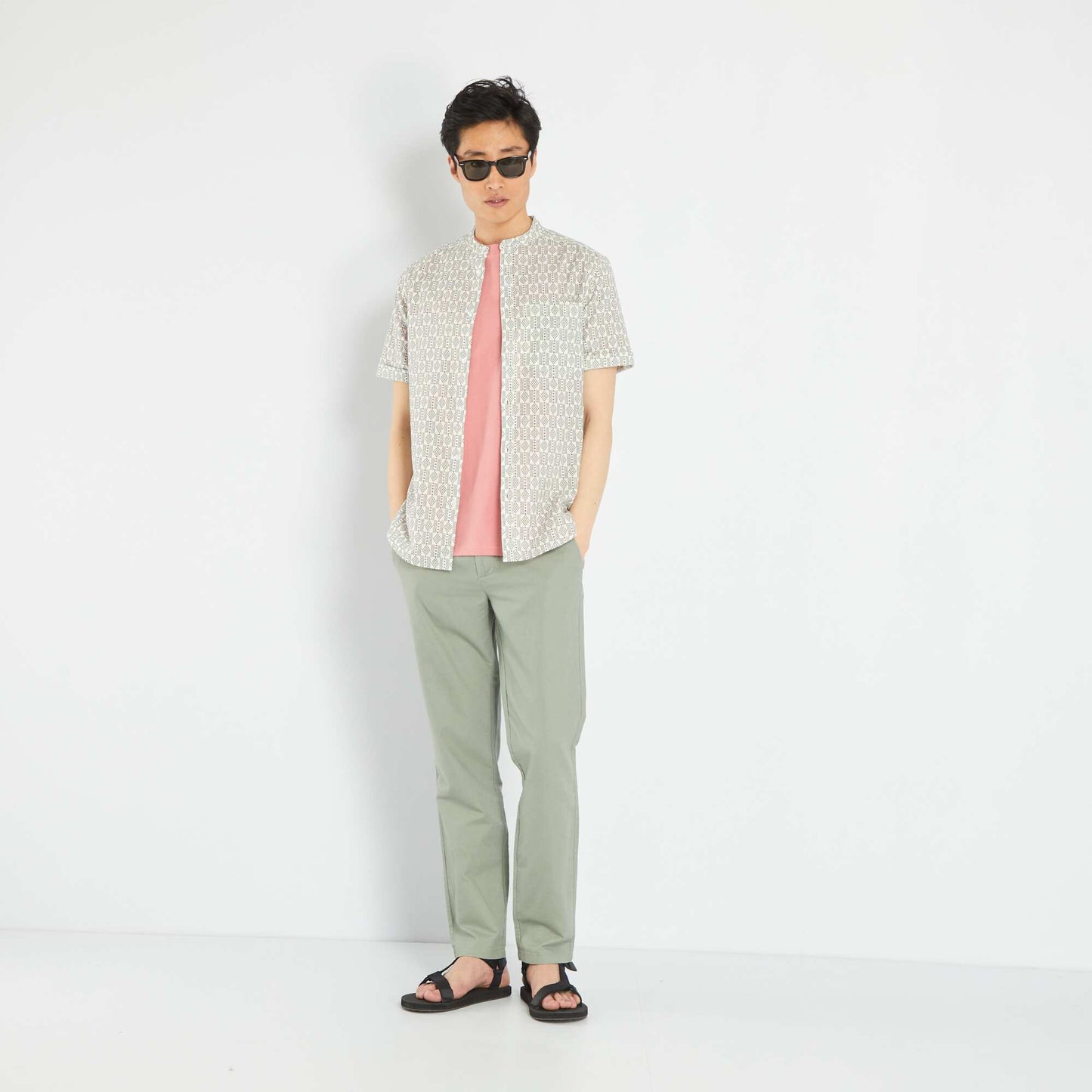 Printed linen shirt WHITE