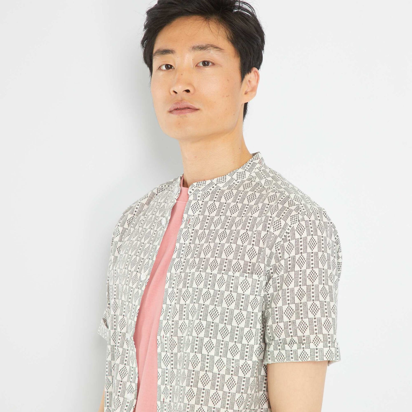 Printed linen shirt WHITE