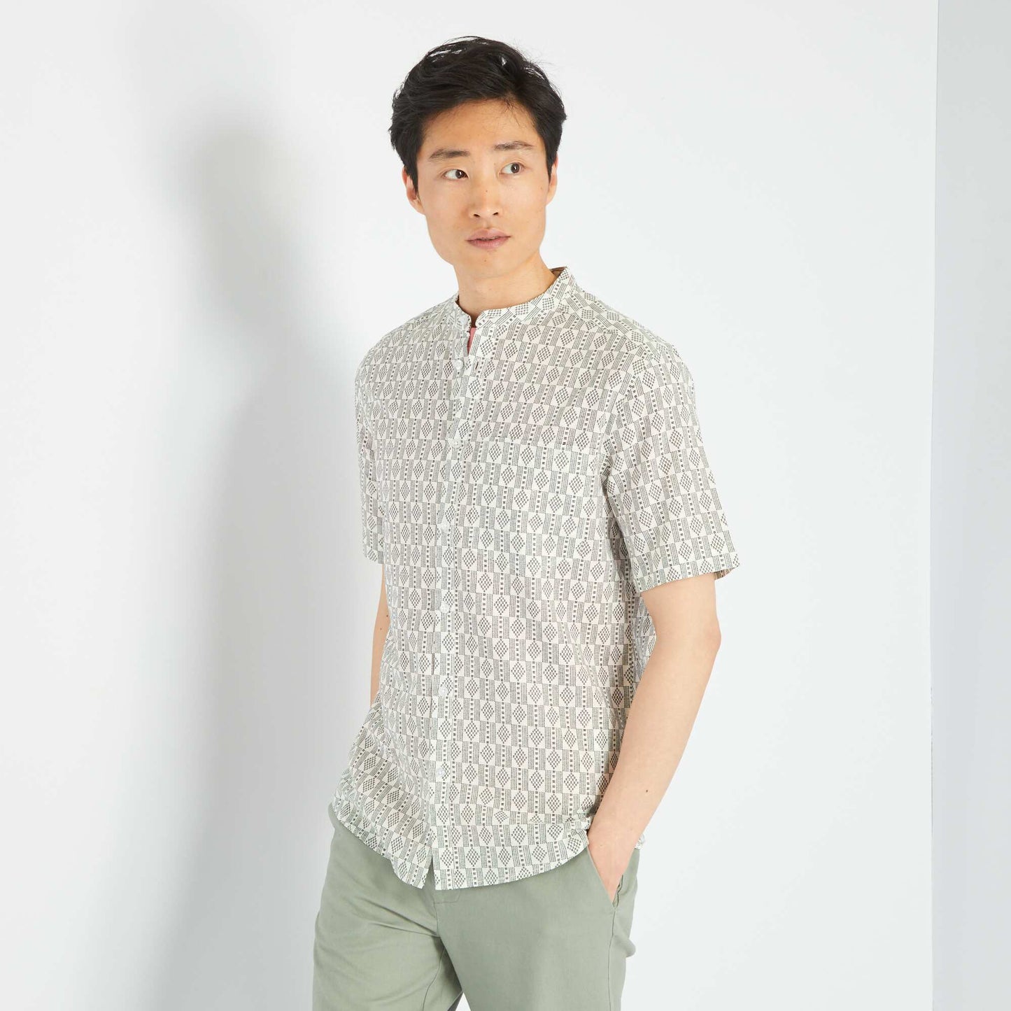 Printed linen shirt WHITE