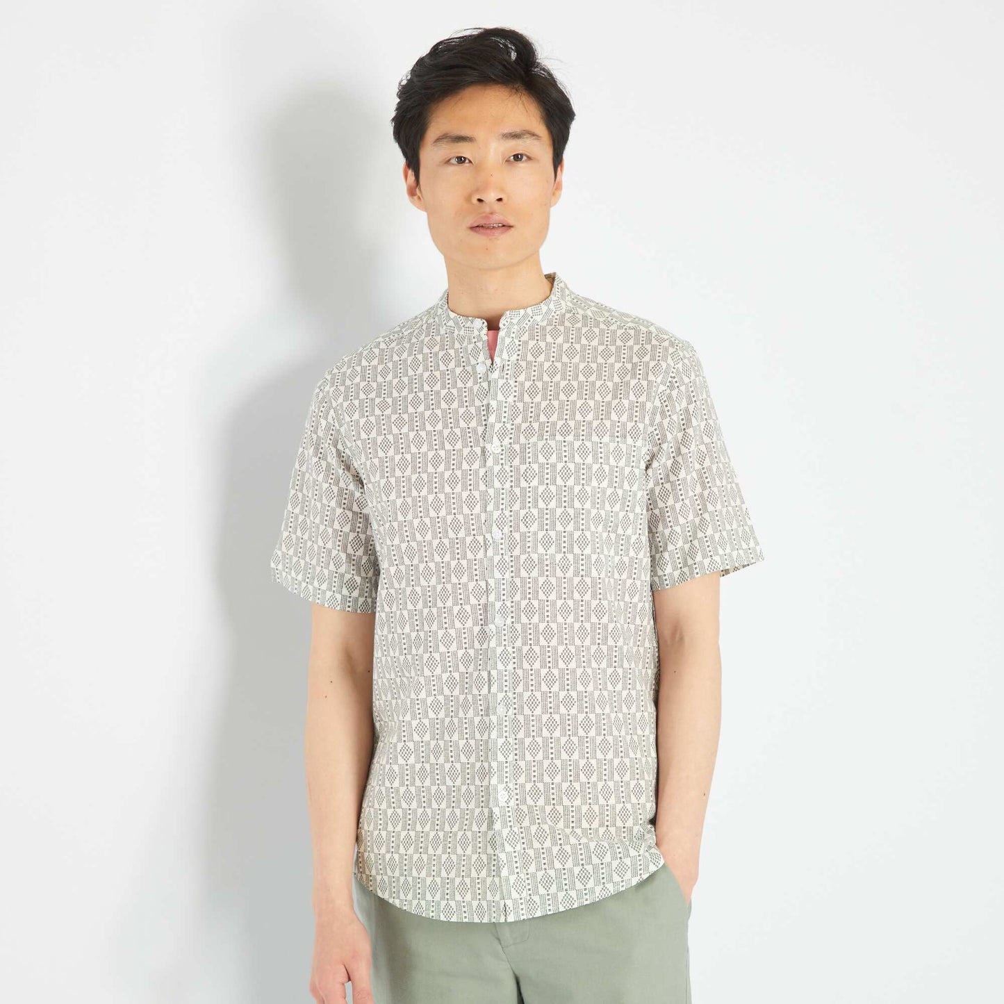 Printed linen shirt WHITE