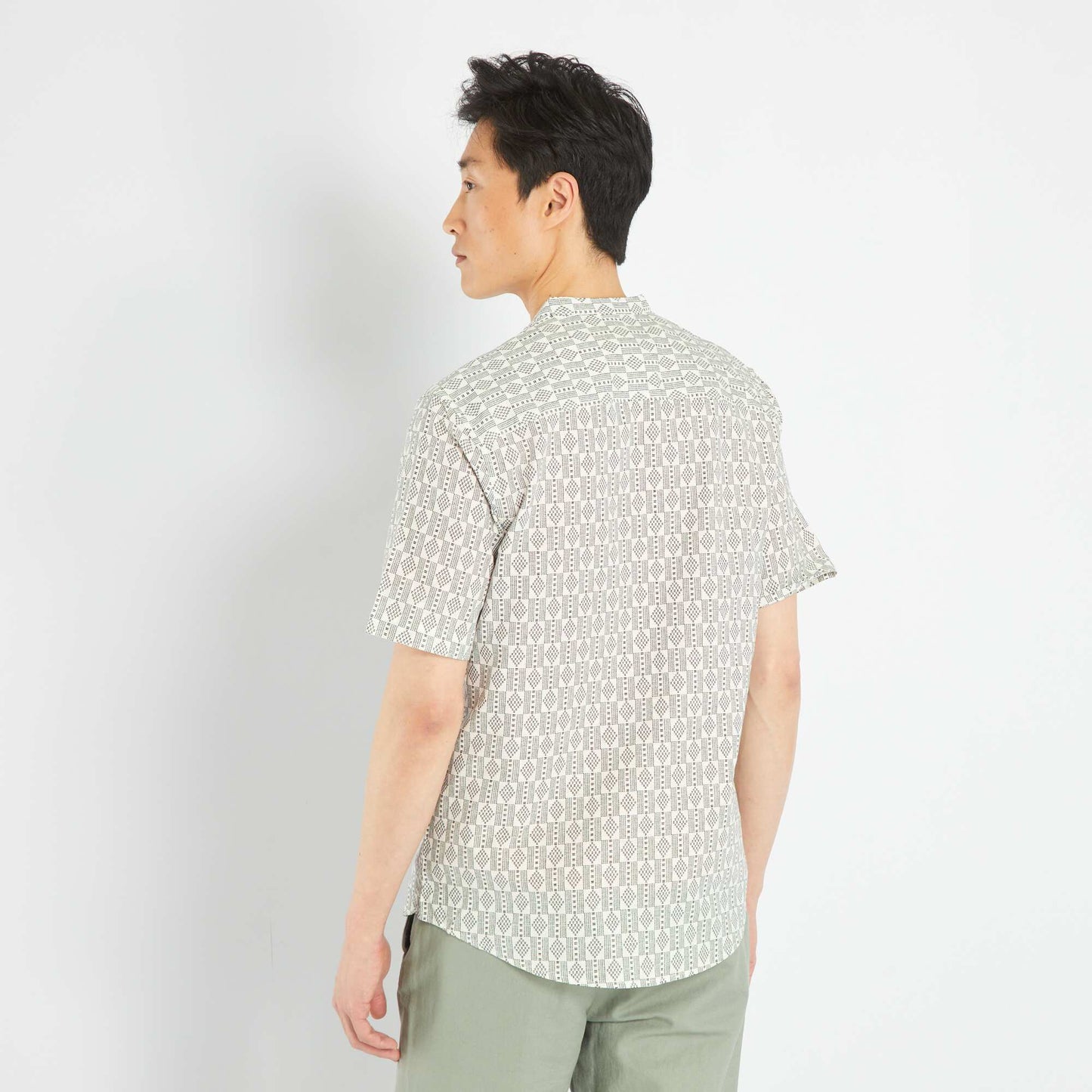 Printed linen shirt WHITE