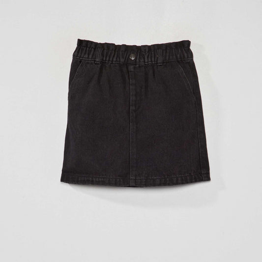 Paperbag denim skirt BLACK