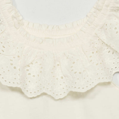 Vest top with broderie anglaise White