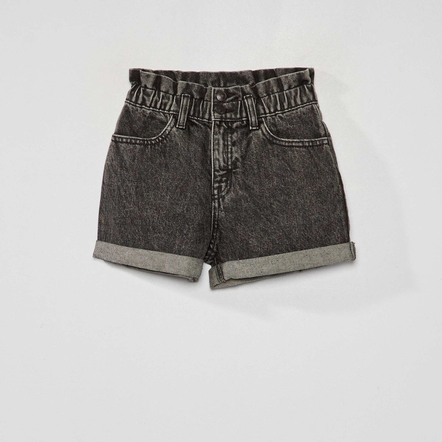 Cuffed denim shorts BLACK