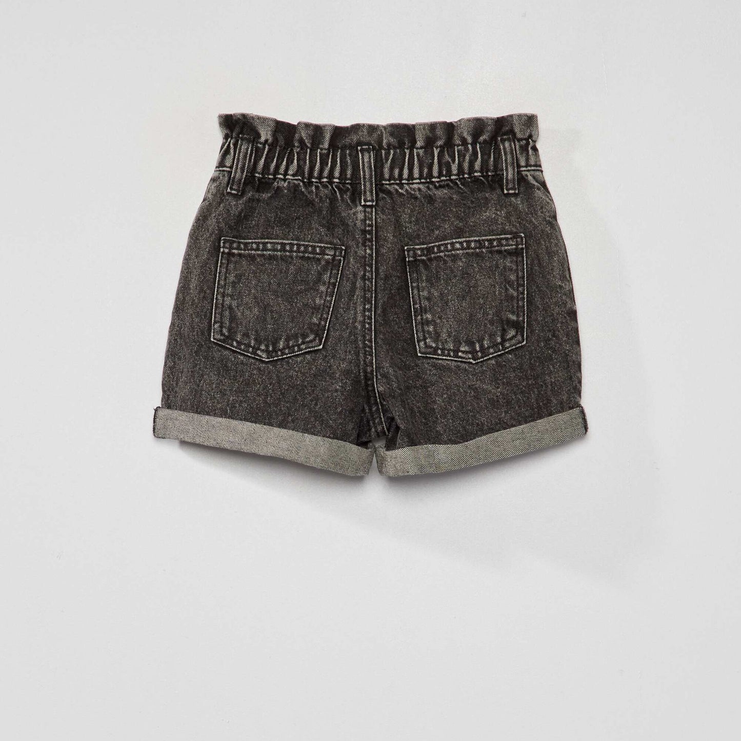 Cuffed denim shorts BLACK