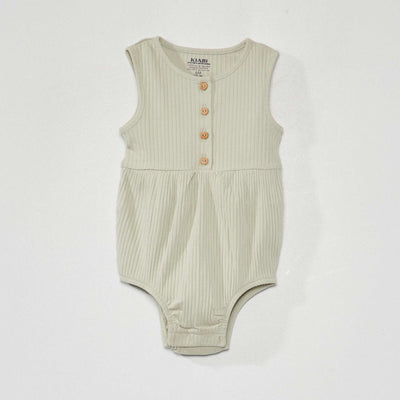 Ribbed knit short romper mercury grey