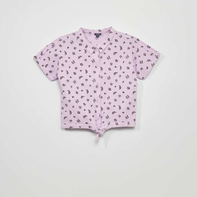Waffle-knit blouse PURPLE