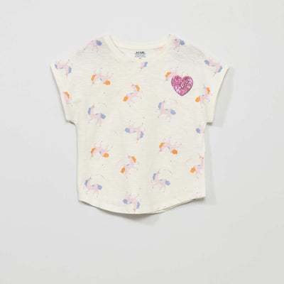 Vest top with sequined heart WHITE