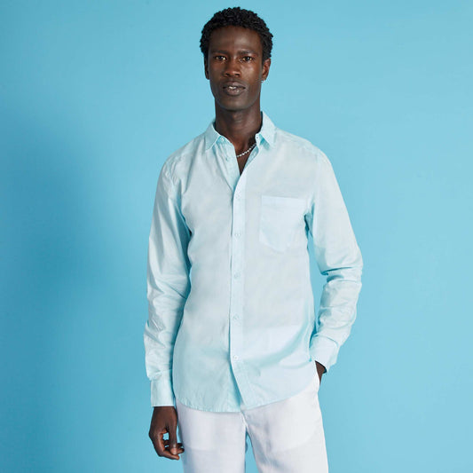 Straight pure cotton shirt BLUE