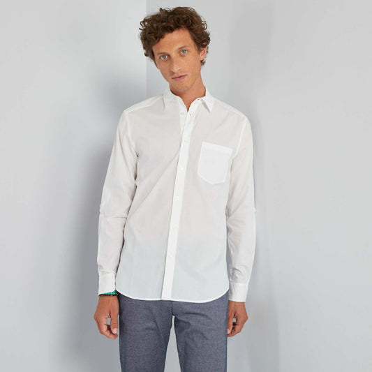 Straight pure cotton shirt White