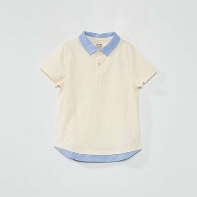 Dual fabric 2-in-1 effect polo shirt WHITE