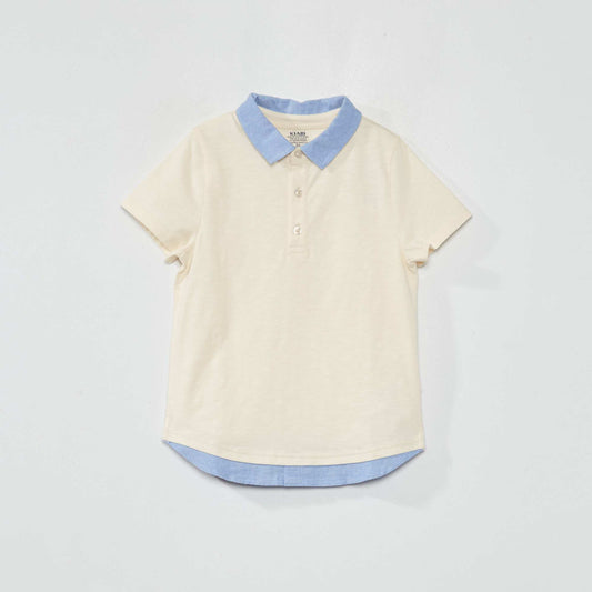 Dual fabric 2-in-1 effect polo shirt WHITE